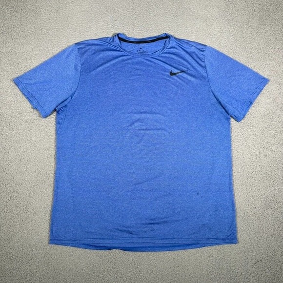 Nike Shirt Mens XXL Blue Dri-Fit Running Wicking Performance Stretch Swoosh Logo - Picture 1 of 10
